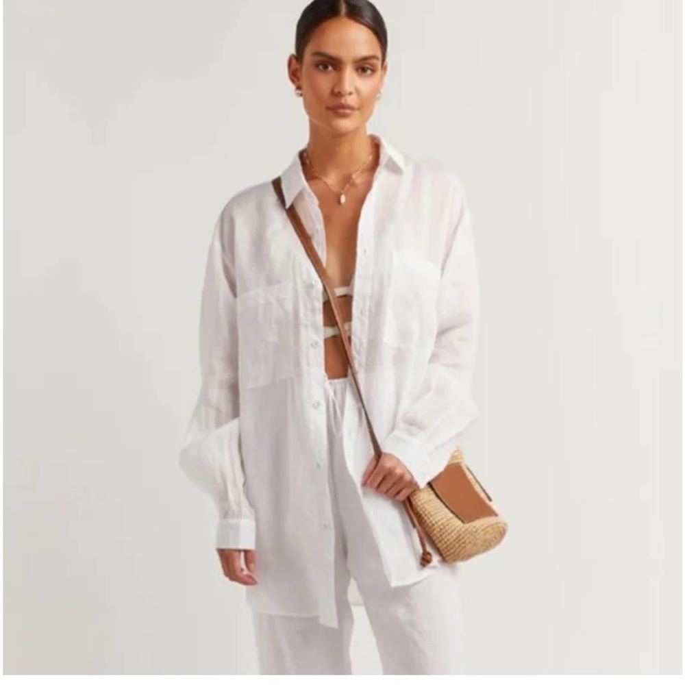 DISSH White Semi-Sheer Button-Down Shirt